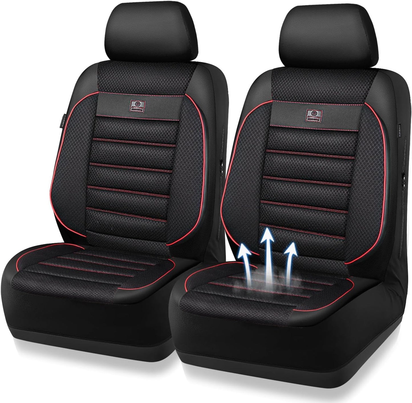 CAR PASS Leather Seat Covers Full Set Universal Water Resistant 3D Foam Back Support, Luxury Comfort Automotive 5 Seat Covers All Season Fit for SUV,Sedan,Van, Airbag Compatible Elegance(Pure Black)