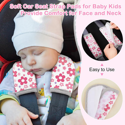 Seat Belt Cover Pad for Baby, Soft Seatbelt Cushion Covers for Kids 2Pcs Car Seat Strap Shoulder Pads for All Car Seats, Stroller, High Chair,Blue Dinosaur