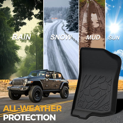 Floor Mats for Jeep Cherokee 2019-2023, All Weather Floor Mats Trunk Cargo Liner with Backrest Protectors and Door Sill Guards Accessories, Full Coverage Set