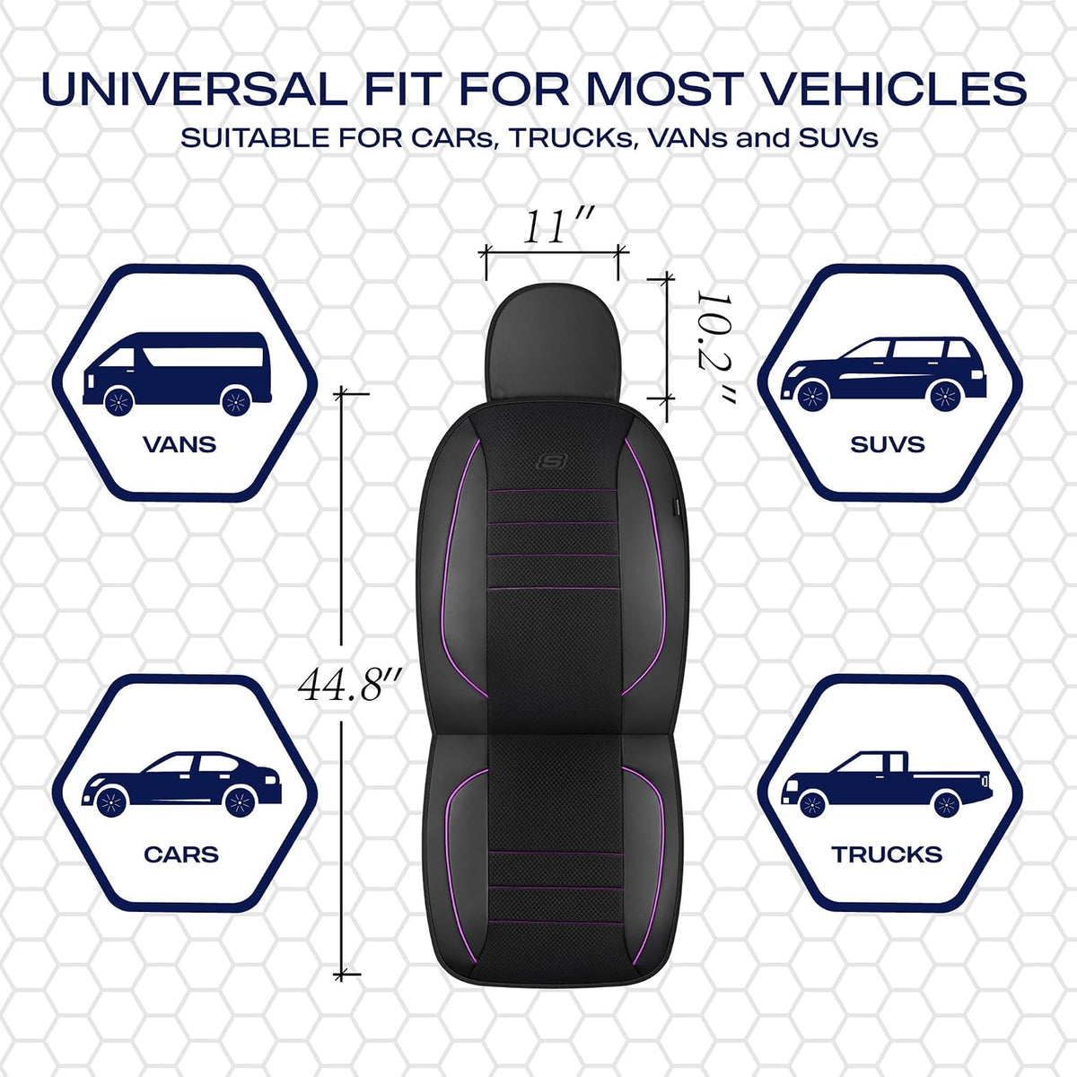 Skechers Air-Cooled Memory Foam Seat Covers,Mesh Thick Car Seat Covers,Piping Leather Car Seat Covers Front Seats,Airbag Compatible,Automotive Comfort Universal FitMost Cars,Vans,Truck,SUV,Black