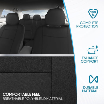 BDK PolyPro Car Seat Covers Full Set in Charcoal on Black – Front and Rear Split Bench for Cars, Easy to Install Cover Set, Accessories Auto Trucks Van SUV