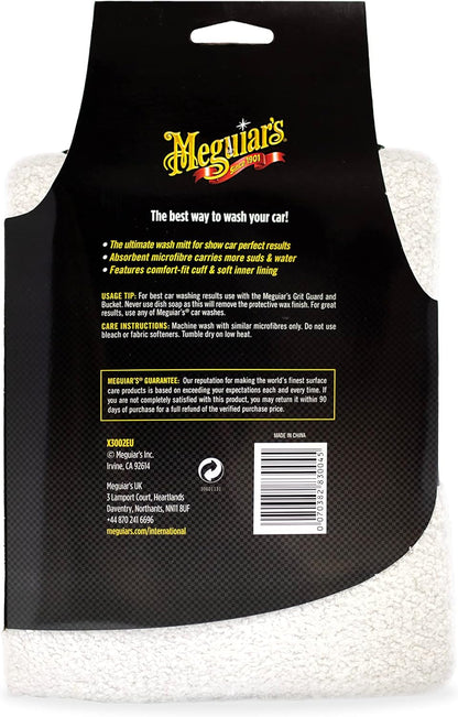 Meguiar's X3002 Microfiber Wash Mitt, Car Wash Mitt for DIY Drivers & Detailers—Designed for Scratch-Free Washing; Use On Exterior Paint and Clear Coat On Cars, Trucks & Suvs