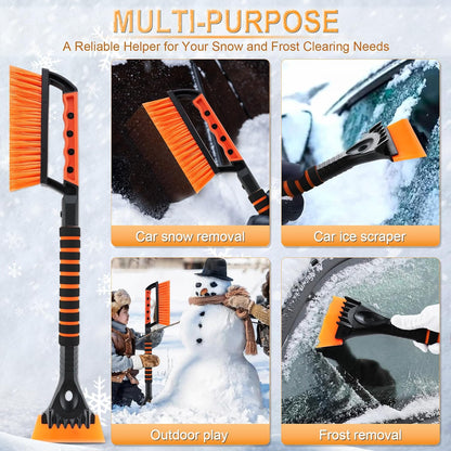 LivTee 32" Extendable Ice Scraper & Snow Brush for Car Windshield, 360° Rotating Snow Removal Tool for Cars, Trucks & SUVs, Automotive Winter Essentials & Car Accessories for Men, Orange