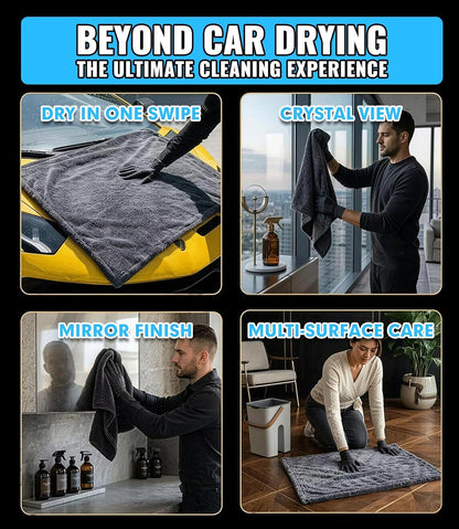 1400 GSM Car Drying Towels – XXL Microfiber Towels for Cars (48" x 24"), Ultra-Absorbent, Streak-Free, Scratch-Free, No Water Spots, Double-Twist Pile & Edgeless Design