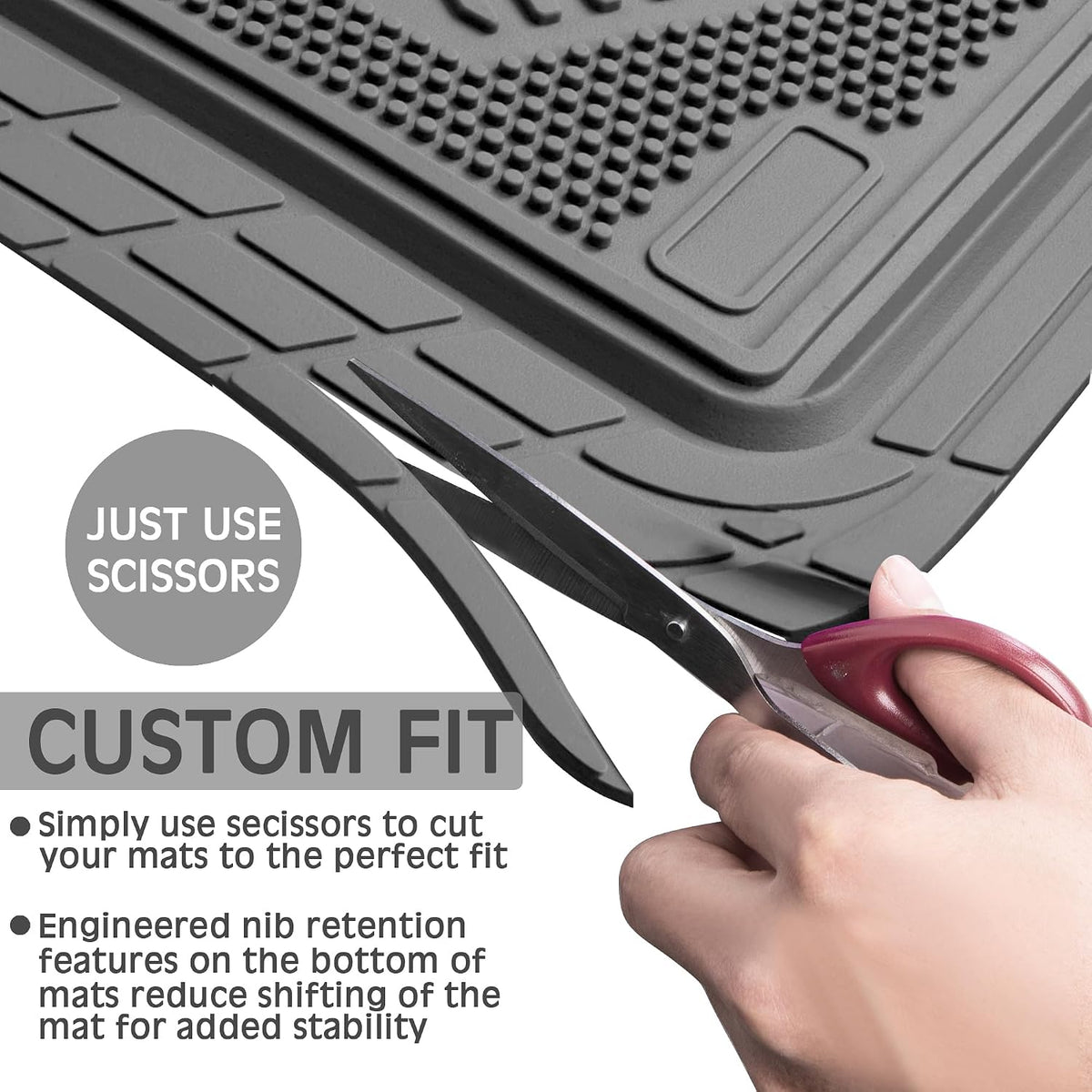 CAR PASS Heavy Duty Rubber Floor Mats 4-Piece,Pink Car Mats Full Sets Anti-Slip,Waterproof Universal Trim-to-Fit for Car SUV Truck, Durable All Weather Automotive Car Mats for Women,Girly(All Pink)