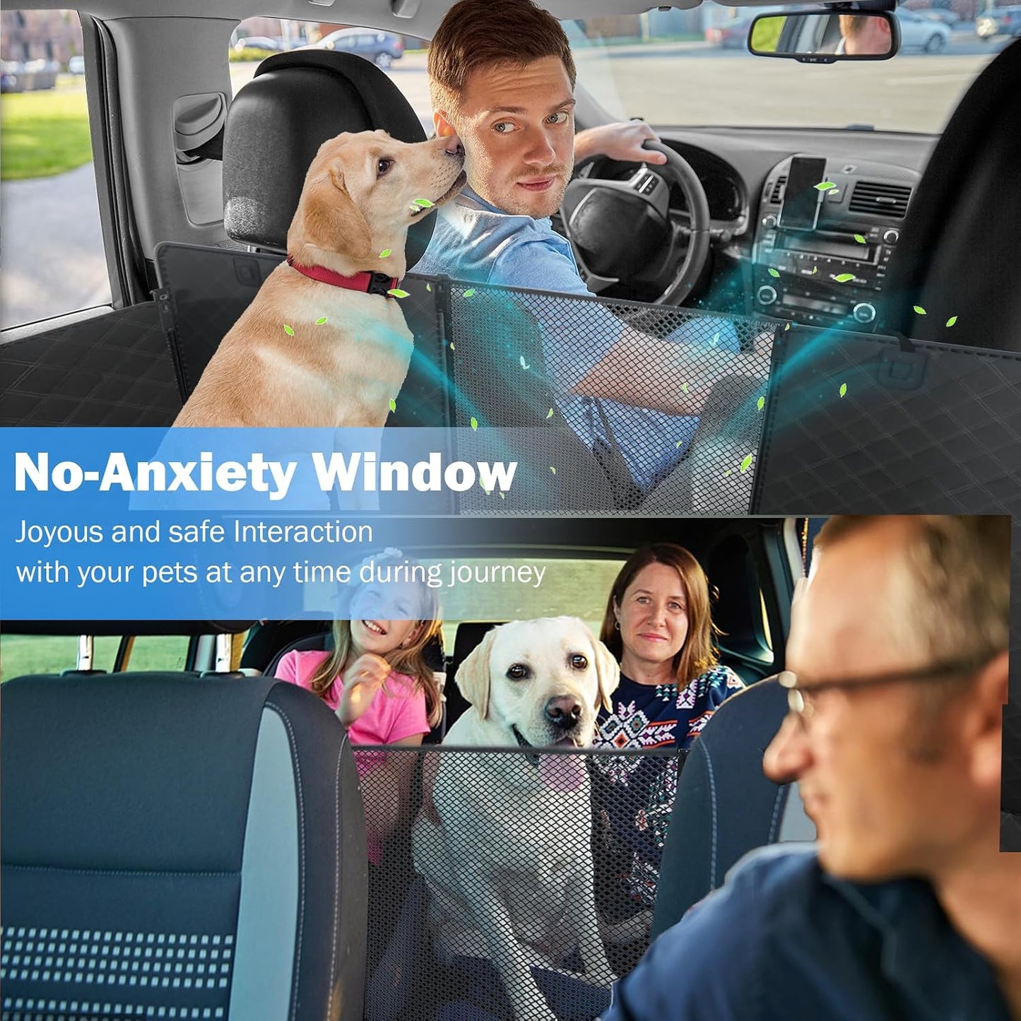 Back Seat Extender for Dogs,Hard Bottom Car Seat Cover for Dogs with Mesh Window,Waterproof Backseat Pet Cover Hard Bottom-Dog Car Seat Cover for Back Seat Dog Hammock for Car/SUV
