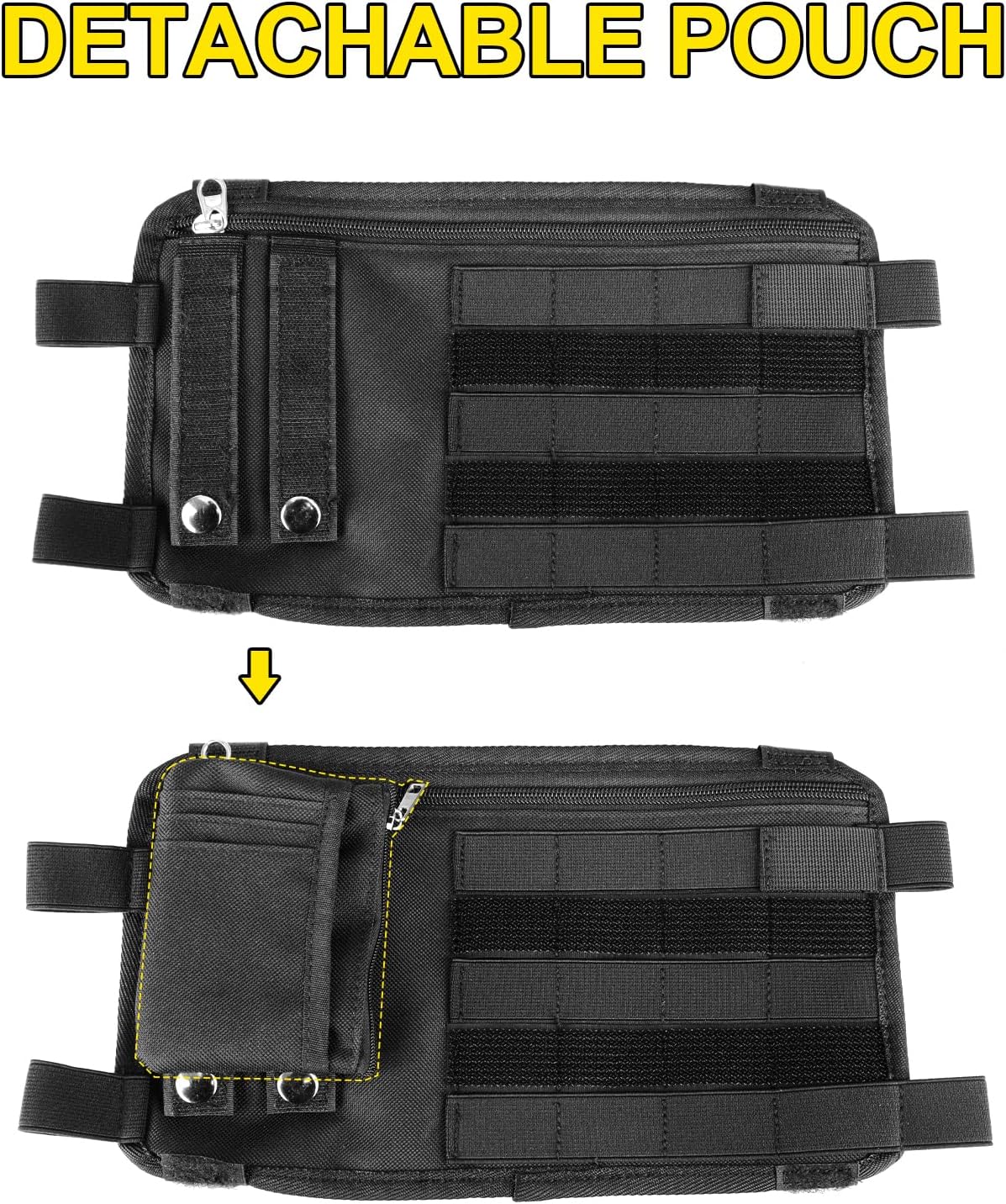1 Pack Multi-Functional Car Sun Visor Organizer With Micro ID Carrier Pocket, Molle Tactical Visor Organizer Bag,Truck Visor Organizer Auto Accessories Sunglass Holder