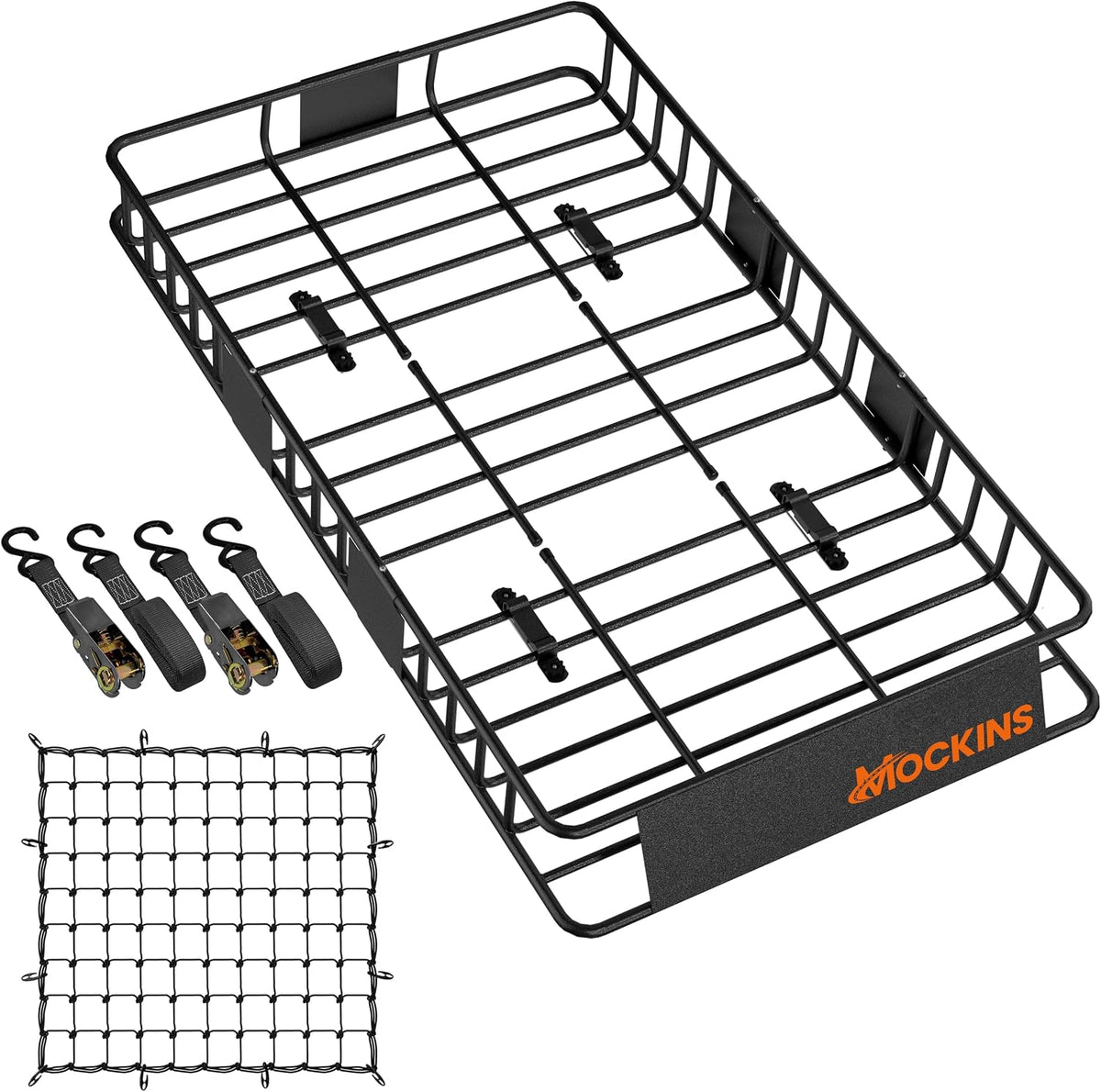 Mockins 16 Cu Ft Weatherproof No Rack Rooftop Cargo Carrier Bag 45"x34"x18" | Rooftop Cargo Bag for Top of Car | Car Topper Luggage Carrier Waterproof Set w/ Accessories | Vehicle Soft-Shell Carriers