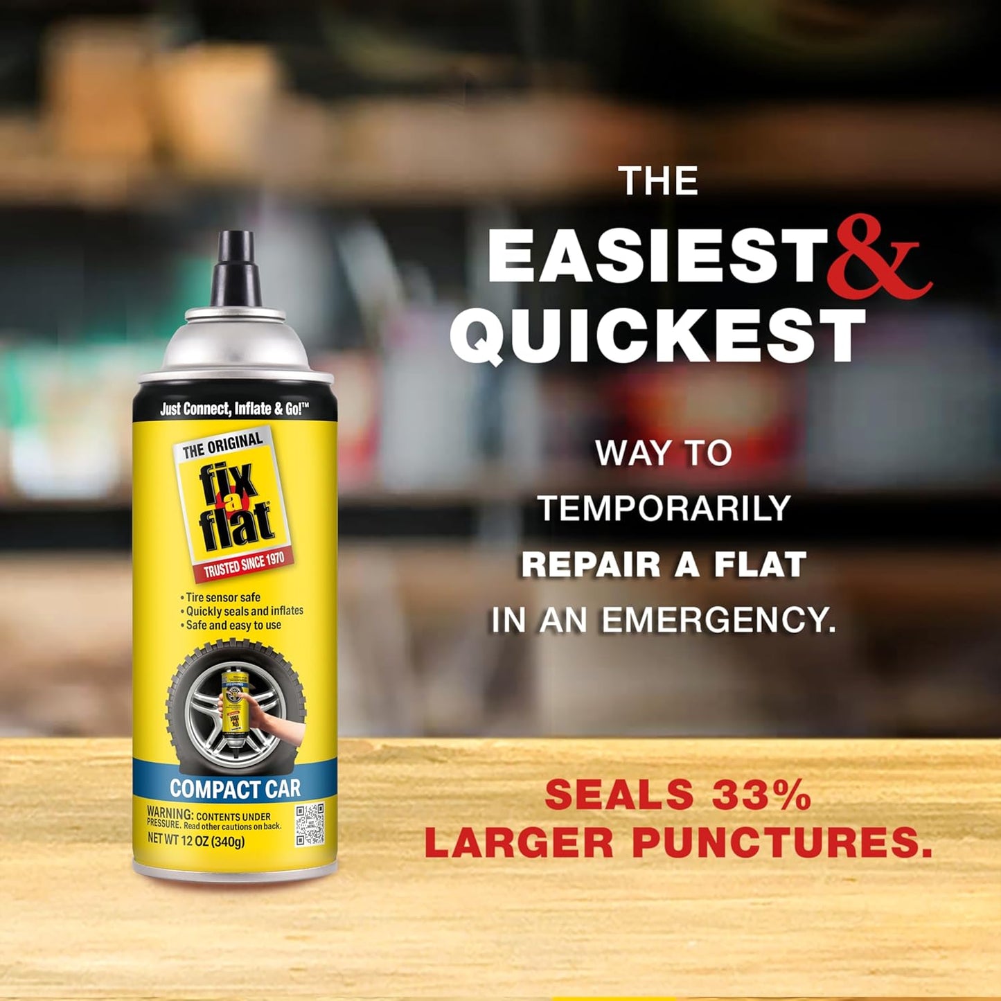 Fix-A-Flat S60420 Aerosol Emergency Flat Tire Repair and Inflator, for Standard Tires, Eco-Friendly Formula, Universal Fit for All Cars, 16 oz. (Pack of 1)