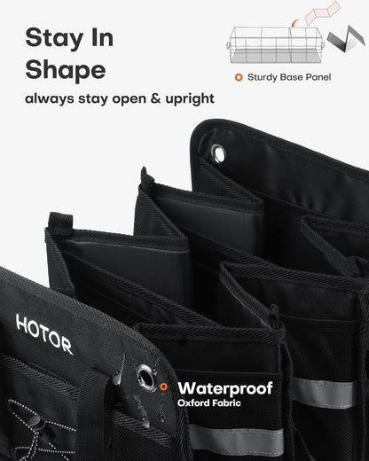 HOTOR Trunk Organizer for SUV – Car Storage Box with Reflective Strips, Collapsible Car Organizer with Large Capacity, Essential Car Accessories for Truck, Van & Sedan, Black, 33.1" x 13.0" x 12.0"
