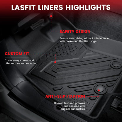 LASFIT Floor Mats Fits for Hyundai Sonata 2020-2026 (Only for FWD & Gas) & Kia K5 2021-2025 (Only for FWD) Custom Fit TPE All Weather Floor Liners Car Mats Accessories, Black
