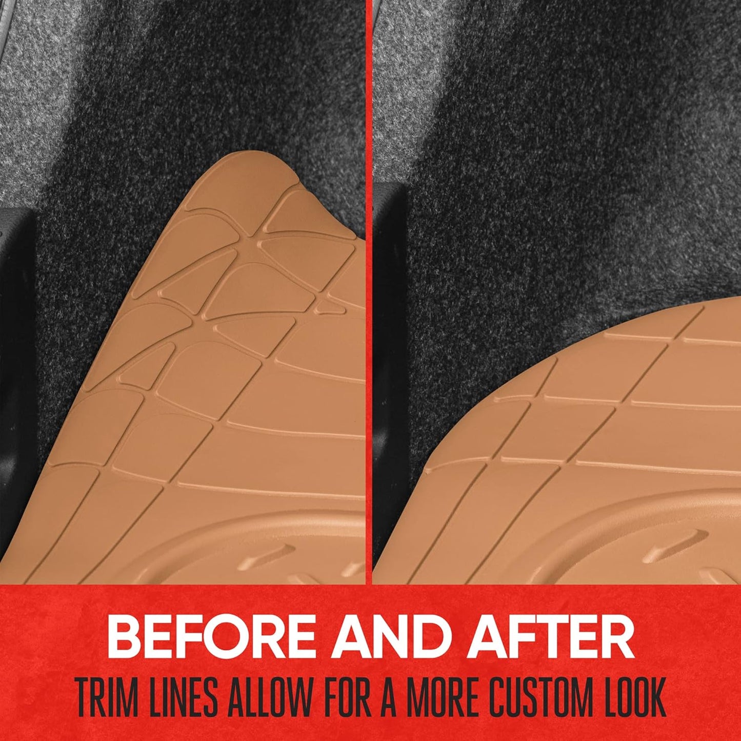 Motor Trend Heavy Duty Utility Cargo Liner Floor Mats for Car Truck SUV, Trimmable to Fit Trunk, All Weather Protection