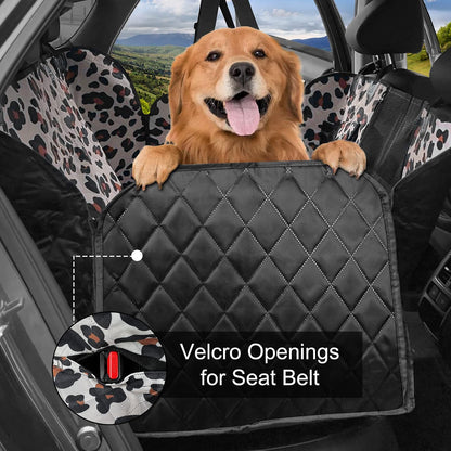 Femuar Dog Car Seat Cover with Storage Pockets Mesh Visual Window, Waterproof Nonslip , Heavy Duty Scratchproof Pet Dog Back Seat Cover Hammock for Cars Trucks and SUVs