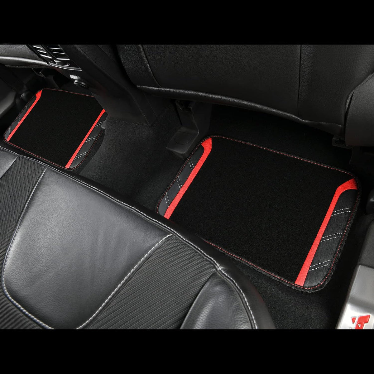 CAR PASS Air Mesh Leather Car Seat Covers Full Set, Waterproof Car Floor Mats, Sporty Steering Wheel Cover 14.5-15in, Universal Fits for 95% Cars Truck SUV (Black and Blue)