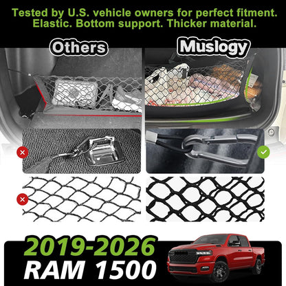 Muslogy Truck Bed Cargo Net Trunk Netting Compatible with 2023-2025 2026 Honda CR-V Accessories, Pickup Cargo Organizer SUV Sedan Storage Net w/Heavy Duty Carabiners - Colors B
