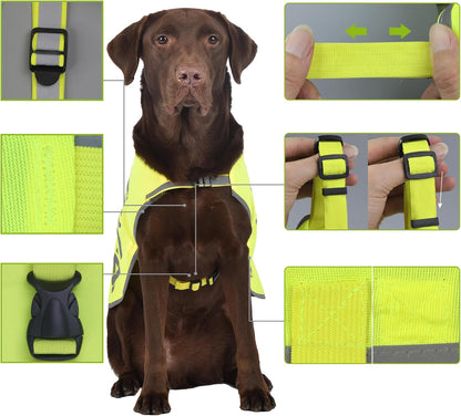Pink Reflective Dog Vest for Large Breeds,High Visibility Dog Safety Vest Harness with Removable Bell Keep Safe from Hunting, Training & Cars Accidents