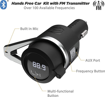 Scosche BTAXS2 Hands-Free Audio Kit, Bluetooth Receiver for Car Stereo with Noise Cancelling and Relocation Mount, 3.5mm Bluetooth Adapter for Car Radio AUX input Compatible with Siri/Google Assistant