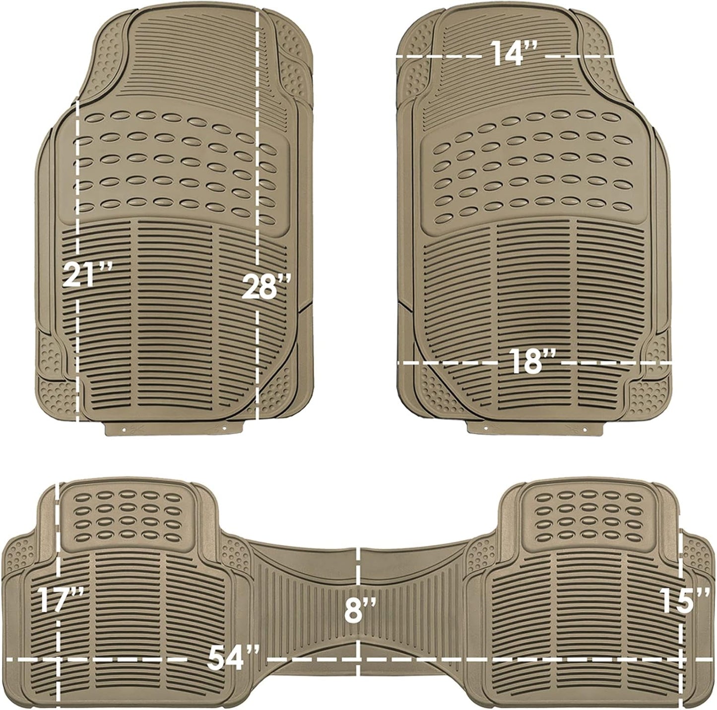 FH Group Automotive Floor Mats Solid ClimaProof for all weather protection Universal Fit Trimmable Heavy Duty fits most Cars, SUVs, and Trucks, 3pc Full Set Black
