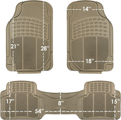 FH Group Automotive Floor Mats Solid ClimaProof for all weather protection Universal Fit Trimmable Heavy Duty fits most Cars, SUVs, and Trucks, 3pc Full Set Black