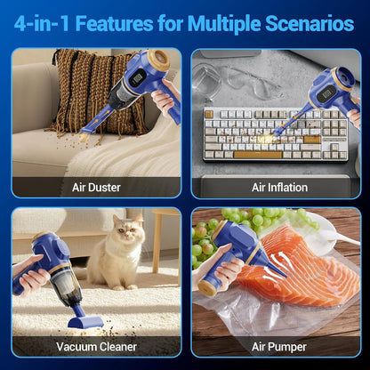 Portable Car Vacuum Cordless Mini Handheld Vacuums Cleaner Rechargeable with LCD Display and Multi-Nozzles, High Power Hand held Cleaners for Car, Home, Office, Sofa, Pet Hair,Keyboard
