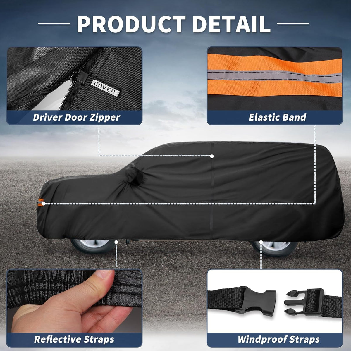 X AUTOHAUX Car Cover for Honda Civic Sedan/Coupe 210D-PU Outdoor Full Car Cover All Weather with Door Zipper for Waterproof Windproof Sun Rain Snow Protection