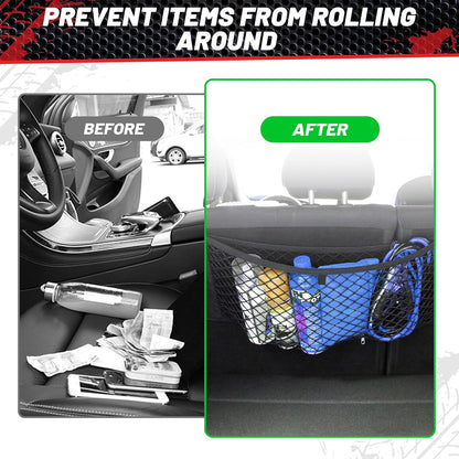 RED WOLF 2 Pcs Universal Cargo Net Pocket Elastic Mesh Netting Car Mesh Pouch for Trunk RV Boats Home Cargo Storage Mesh with Screws and Hooks (25.6'' x 9.8'')