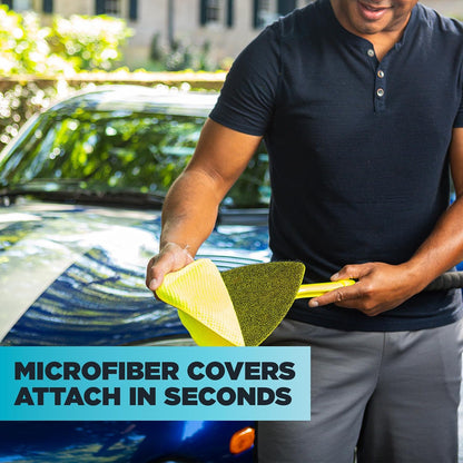 Invisible Glass 95160 Reach & Clean Windshield Cleaning Tool and Car Window Cleaner Tool for Interior and Exterior Auto Glass, Trucks, SUVs, RVs and Home Windows with 2 Microfiber Pads and Storage Bag