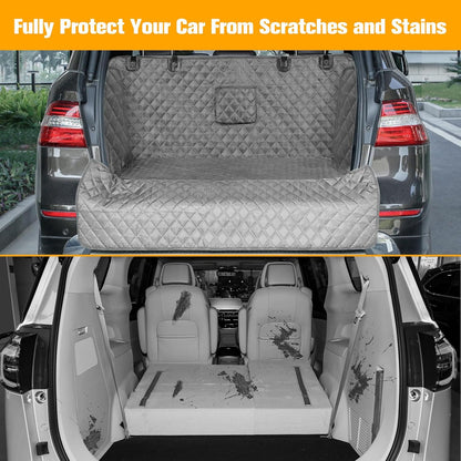 PETICON SUV Cargo Liner for Dogs, Waterproof Trunk Cover for SUVs with Bumper Flap Protector, Scratchproof Durable 600D Oxford Fabric, Non-Slip, Machine Washable
