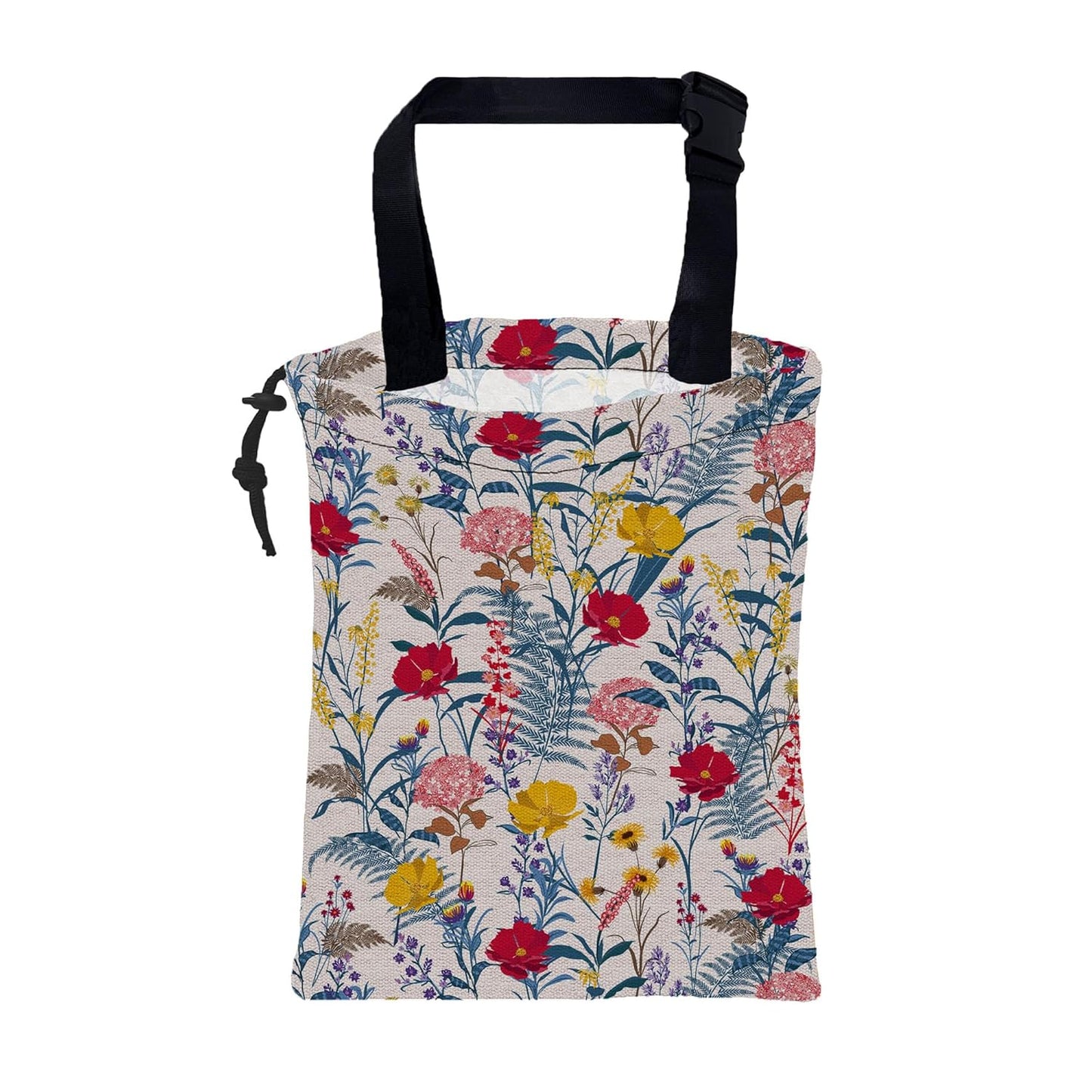 Car Garbage Bag Colorful Floral Spring Daisy Drawstring Car Trash Bag Hanging for Back Seat with Adjustable Buckle Canvas Vehicle Trash Can Easy-to-Install