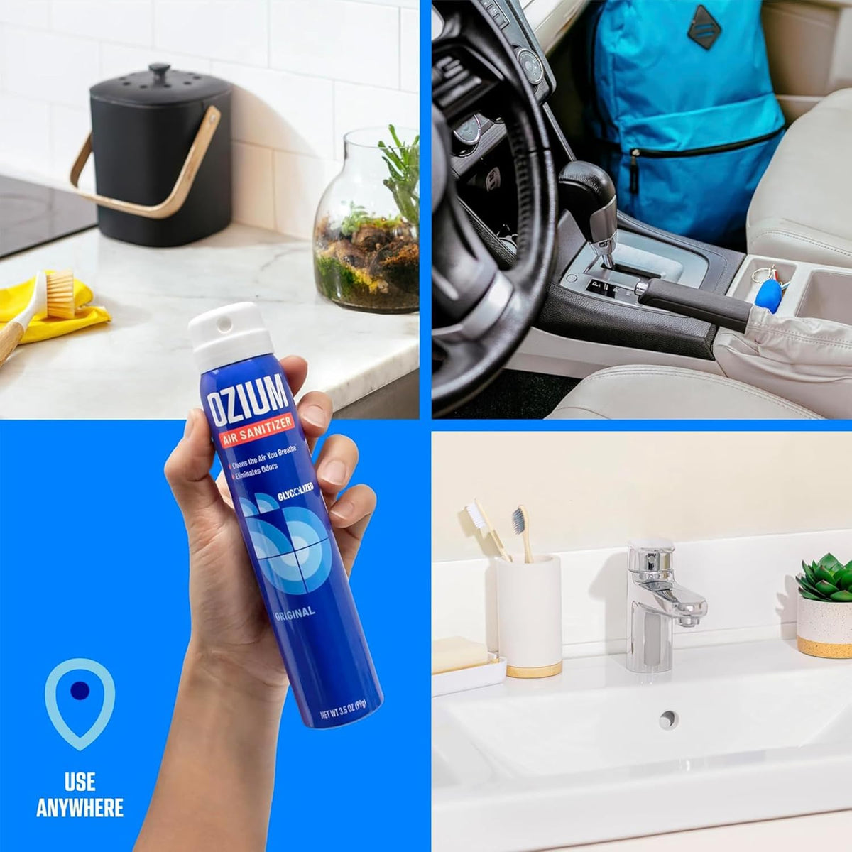 Ozium 3.5 Oz. Air Sanitizer & Odor Eliminator for Homes, Cars, Offices and More, Original Scent,(Pack of 2), clear
