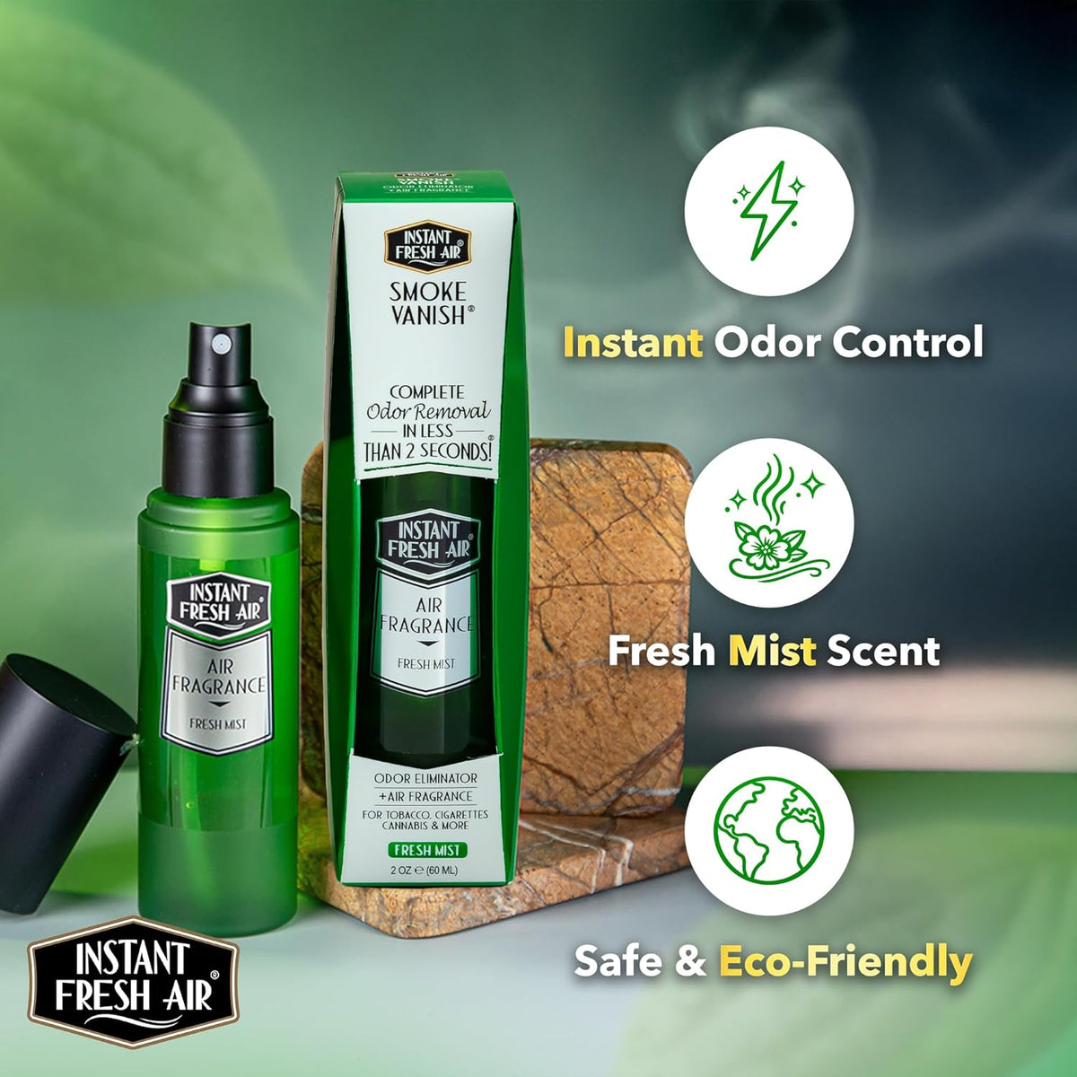 Smoke Vanish - Smoke Odor Eliminator & Weed Smell Eliminator Spray - Removes Smokey Odor Instantly - Eco-Friendly - For Home, Car, Clothes & Travel - Fresh Mist Scent - 4 oz.