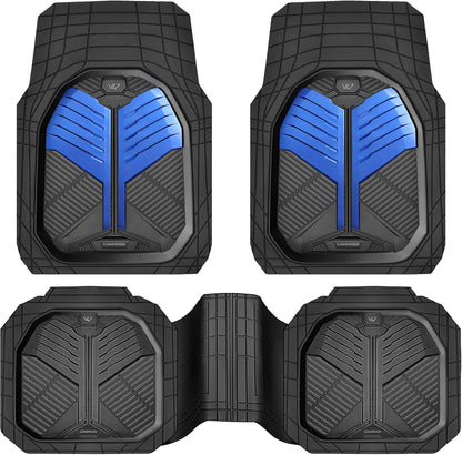 CAR PASS Heavy Duty Rubber Car Mats with Cargo Liner, Deep-Dish Car Floor Mats and Trunk Mat All Weather, Universal Trim-to-Fit for SUVs Trucks Sedans, Waterproof Anti-Slip, Trimmable V12 Black