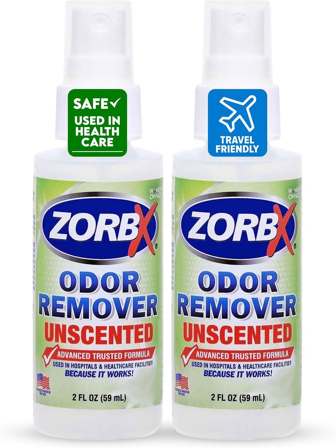 ZORBX Unscented Odor Eliminator for Strong Odor 2 Fl Oz, Pack of 1 - Used in Hospitals & Healthcare Facilities - Advanced Formula, Fast-Acting Odor Remover Spray for Dog, Cat, House & Carpet