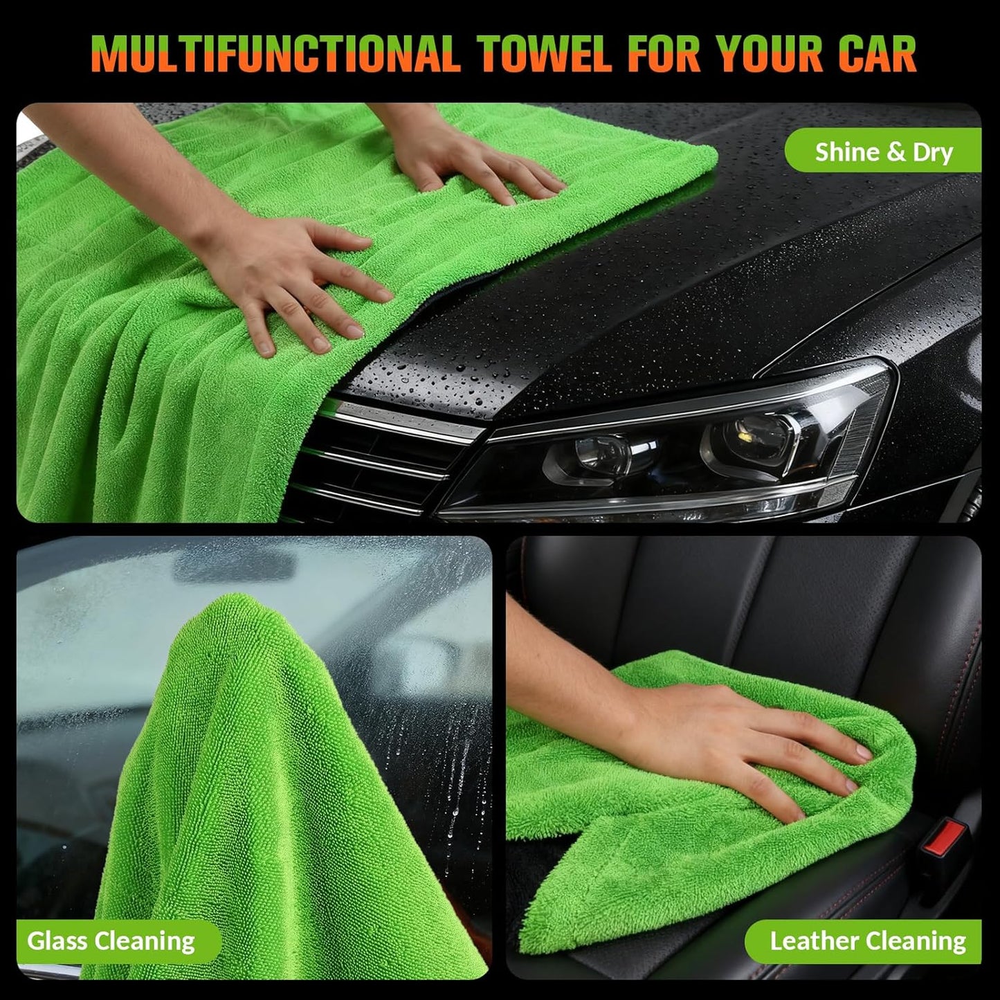 48"x24" XXL Car Drying Towel, 1300GSM Dual-Sided Microfiber Car Drying Cloth, Super Absorbent & Scratch-Free Lint-Free Wash Towel for Car, SUV, Truck & RV Cleaning (Machine Washable)