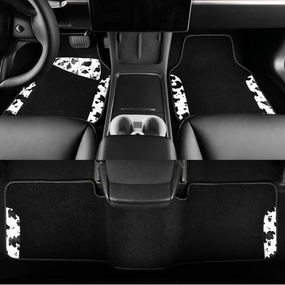 CAR PASS Waterproof Universal Car Floor Mats, Leopard Print Car Mats Fit for SUV,Vans,sedans, Trucks,Set of 4pcs Car Carpet with Driver Heel Pad and Nibs Backing, Leopard Car Accessories Gray Leopard