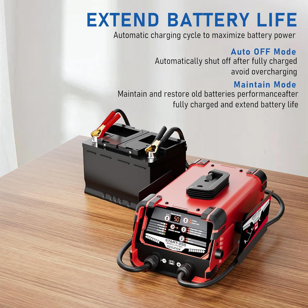 12V/24V Car Battery Charger & Engine Starter – Up to 30A Fast Charging, 130A Cranking Amps, Auto Maintainer, Desulfator, Repair & Winter Mode for AGM, Gel, Deep Cycle Batteries