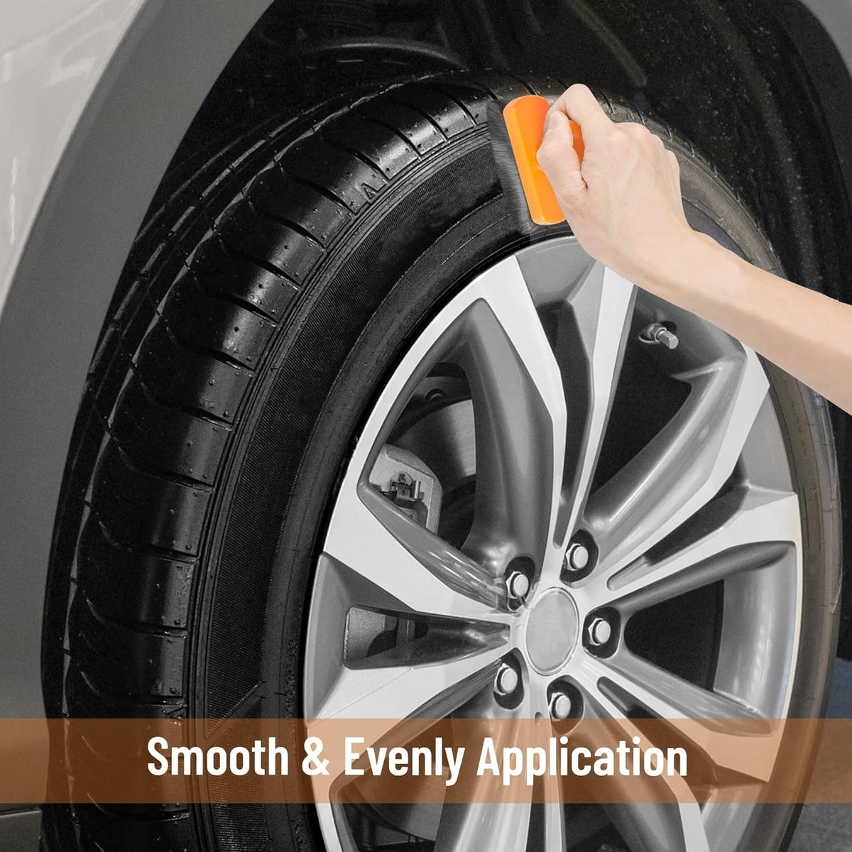 BABYSHEEP Car Tire Shine Applicator,Large Vegan Tire Shine Brush - Automotive Tire Dressing Applicator Brush with Storage Stand for Tire Detailing & Car Wash Kit, Black, 3.6 Inch Length (Black)