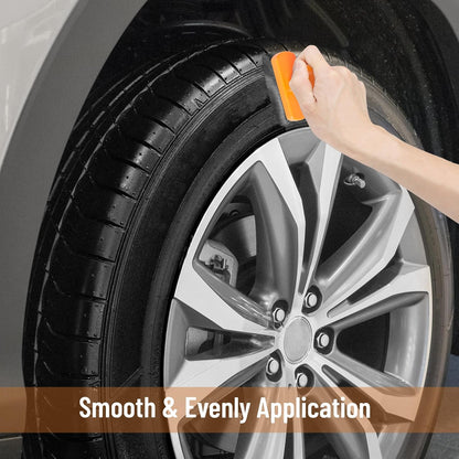 BABYSHEEP Car Tire Shine Applicator,Large Vegan Tire Shine Brush - Automotive Tire Dressing Applicator Brush with Storage Stand for Tire Detailing & Car Wash Kit, Black, 3.6 Inch Length (Black)
