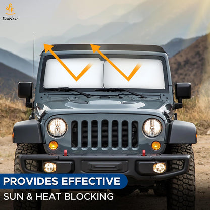 EcoNour 2 Piece Foldable Car Windshield Sun Shade – UV & Heat Protection, Interior Cooling, Durable Upgraded Design, Easy Fold, Front Window Sunshade - Medium (31" L x 28" W)