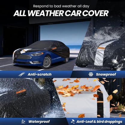 Large SUV Car Cover for Chevy Suburban 100% Waterproof All Weather, Heavy Duty Outdoor Full Exterior Covers Rain Sun Wind UV Protection. - Colors B