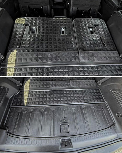3W Floor Mats & Cargo Liner Fit for 2021 2022 2023 2024 2025 2026 Chevy Tahoe/GMC Yukon/Cadillac Escalade 7 Seat, TPE All Weather Custom Fit Car Accessories Heavy Duty Rubber Full Set Trunk Mats - Colors A