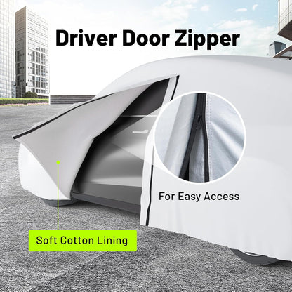 Favoto SUV Car Cover Waterproof All Weather 6 Layers Heavy Duty Car Cover for Automobiles Rain Sun Snow UV Protection with Inner Cotton Car Cover Outdoor Universal Fit for SUV (188-198 inch) Silver