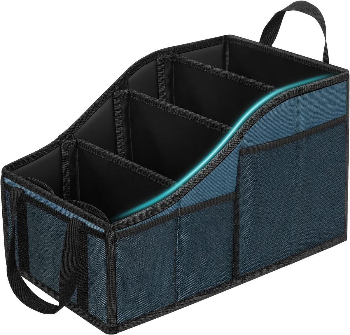 YOHOOLYO Car Seat Organizer Backseat Car Organizer with 4 Compartments, 4 Cup Holders and 7 Mesh Pockets for Front and Rear Seat, Black