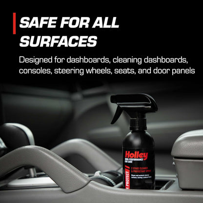 Holley Interior Protect - 2-Stage Cleaner & Protectant Spray - High-Performance Car Care, Wipe Away dust and Fingerprints in Your Vehicle - UV protectant, Citrus Scent - 16 oz.