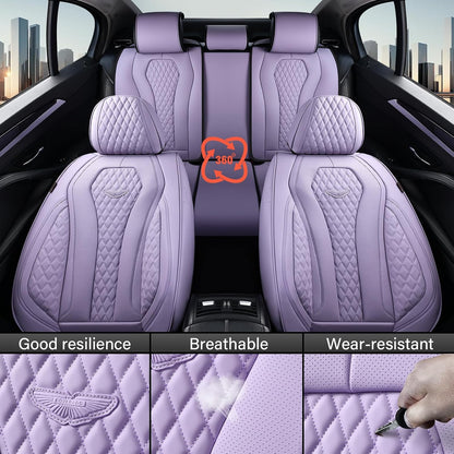 Coverado Seat Covers, Car Seat Covers Full Set, Black Car Seat Cover, Car Seat Covers Front Seats Back Seat Cover, Waterproof Car Seat Cushion, Leather Seat Covers Seat Protector Fit for Most Cars