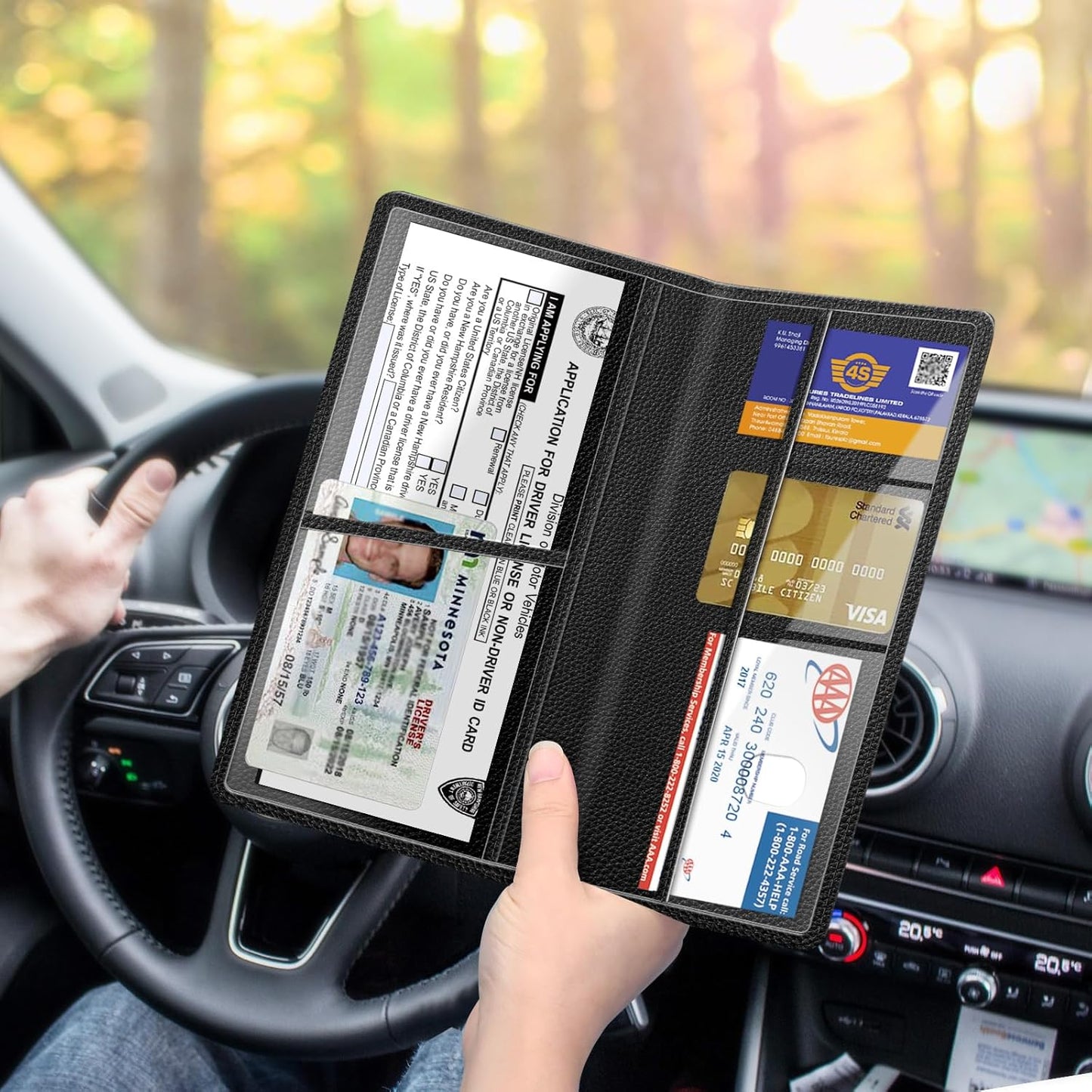 FINPAC Car Registration and Insurance Card Holder, Vehicle Glove Box Card Organizer Wallet Automobile Accessories for License