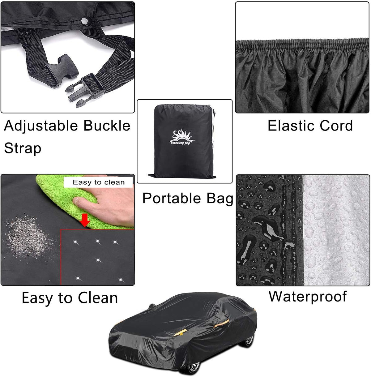 Full Car Covers for Sedan, Car Cover Waterproof All Weather Windproof Dustproof UV Protection Scratch Resistant Indoor Outdoor Univers