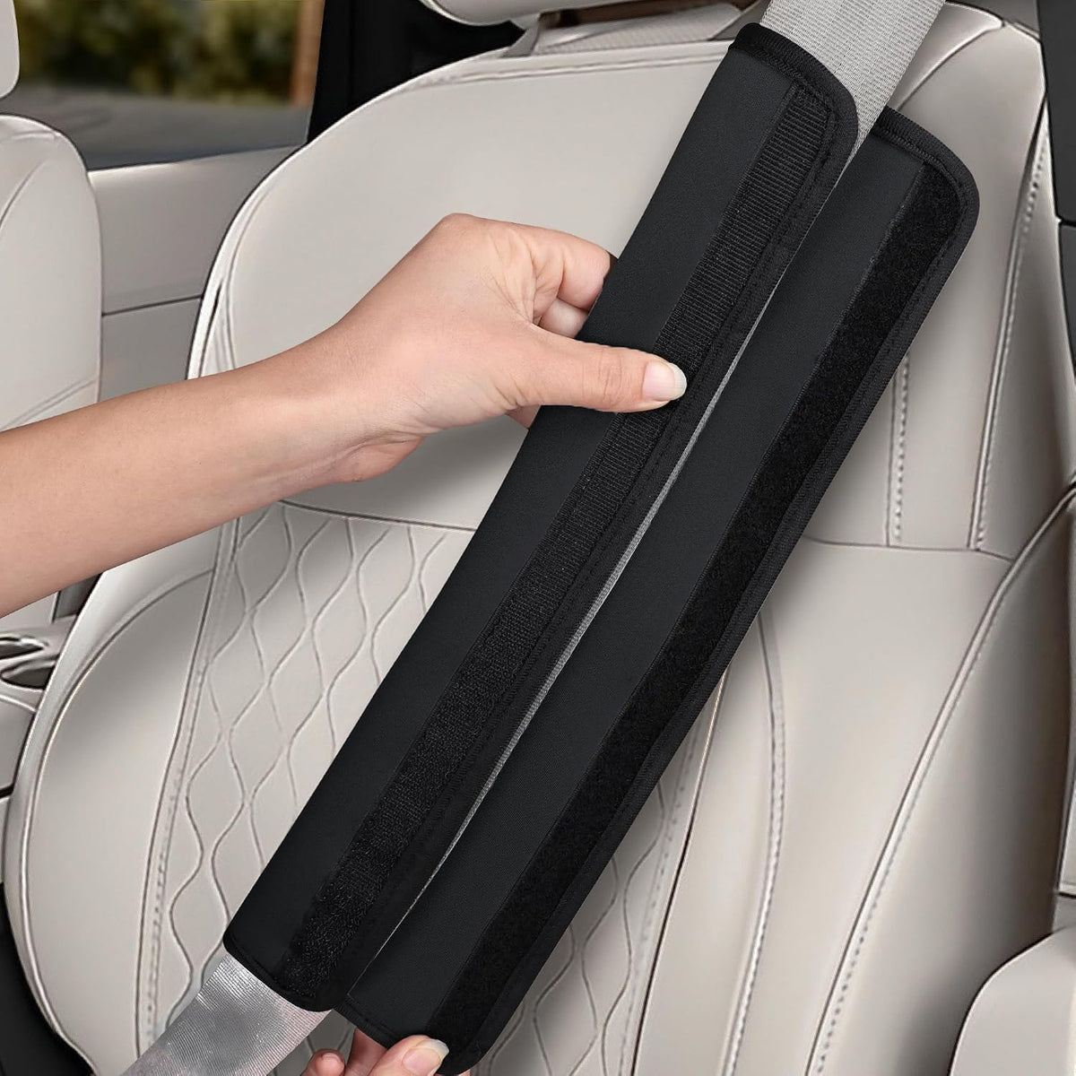 Extra Long Car Seat Belt Cover, 2Pack Waterproof Seatbelt Shoulder Pad for Comfortable Driving, Soft Seatbelt Strap Covers for Adults Kids Women & Men, Machine Washable, Grey