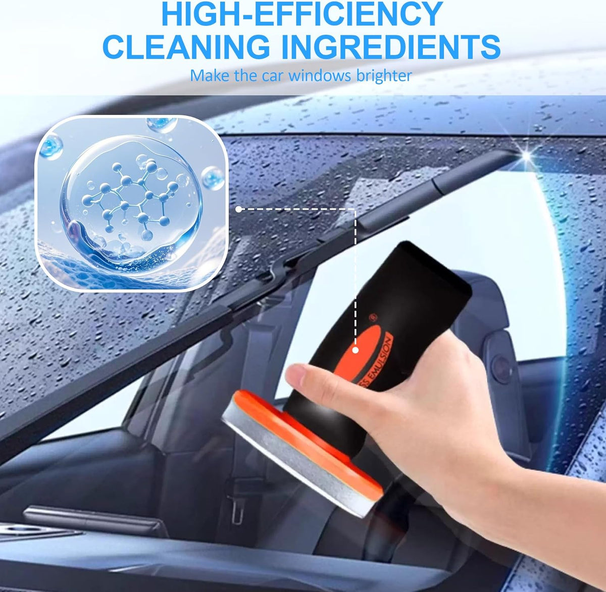 Fodeuxp 2026 New Handheld Glass Oil-Film Remover, Glass Emulsion Cleaner Cleaning Board, Automotive Oil Film Cleaning Brush for Car Windows (1 Pcs)