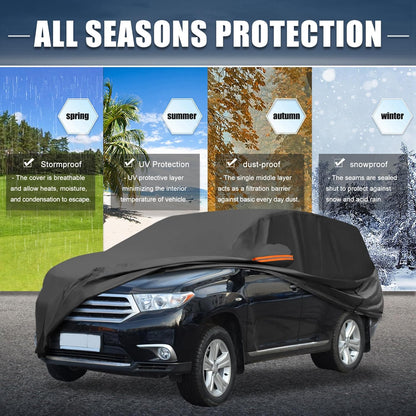X AUTOHAUX Car Cover for Honda Civic Sedan/Coupe 210D-PU Outdoor Full Car Cover All Weather with Door Zipper for Waterproof Windproof Sun Rain Snow Protection